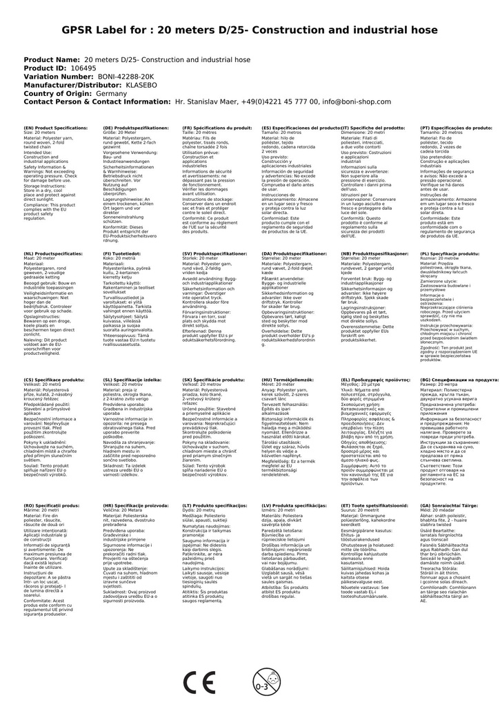 20 metru D/25- būvniecības un rūpniecības šļūtene-1