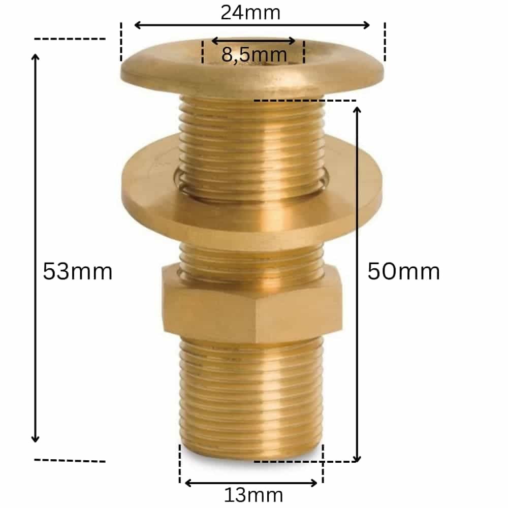 Vītņu veidgabals misiņš caurlaides savienojums 1/4" AG-2