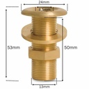 Vītņu veidgabals misiņš caurlaides savienojums 1/4" AG-2