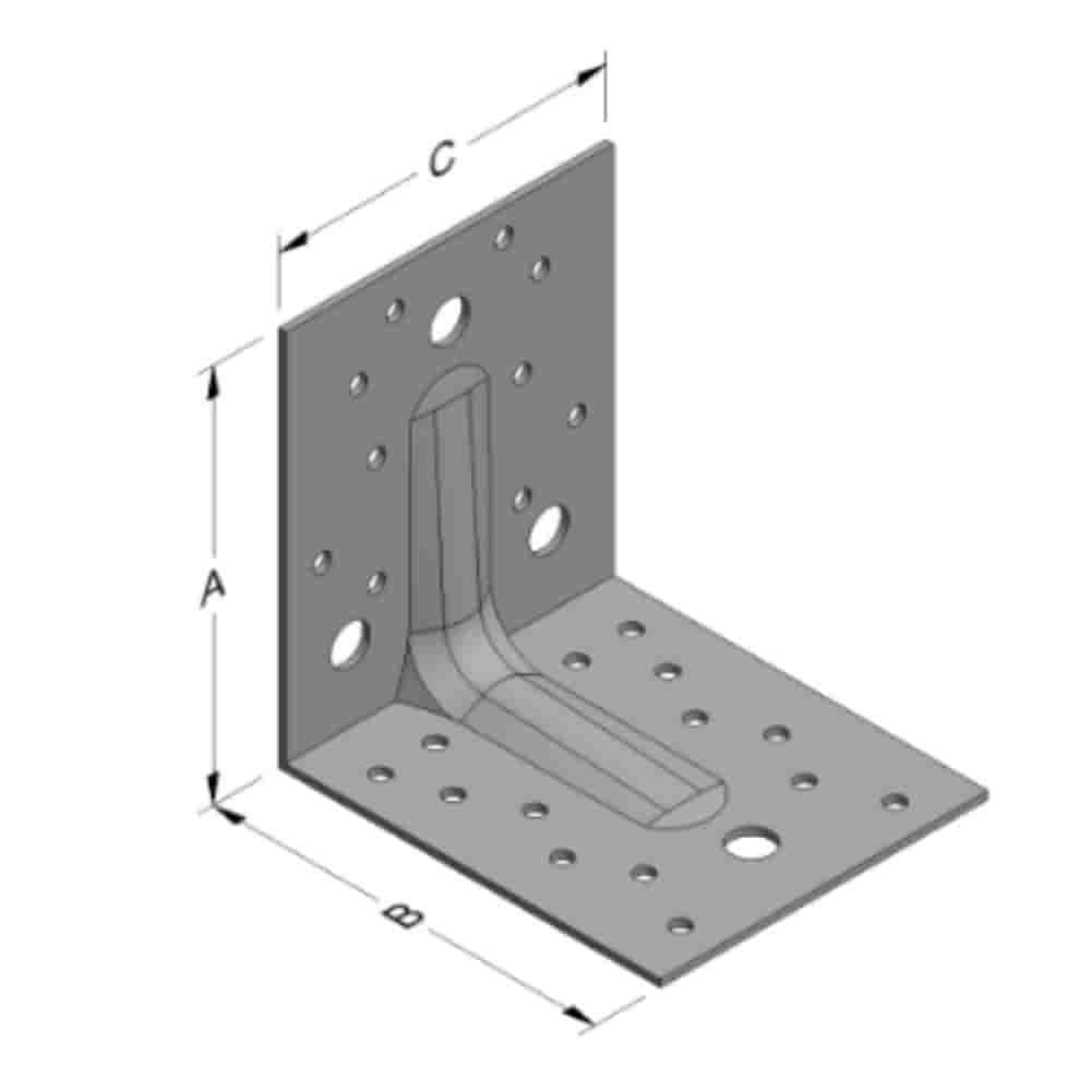 Leņķa savienotājs 105 x 105 x 90 x 2 mm ar ribu-0