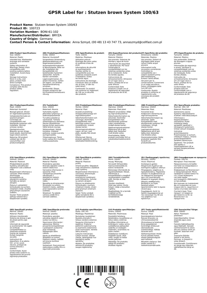 Stutzen brūns Sistēma 100/63-1