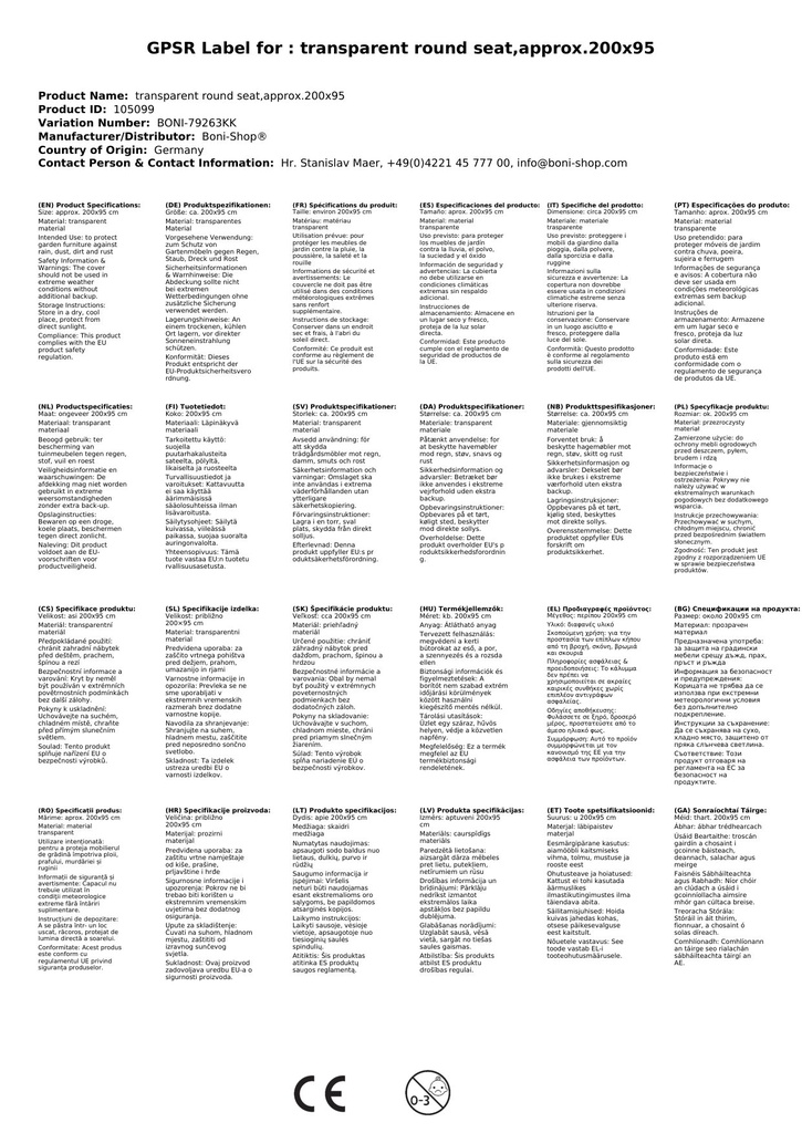 Caurspīdīgs pārsegs apaļai sēdvietai, apmēram 200x95-1