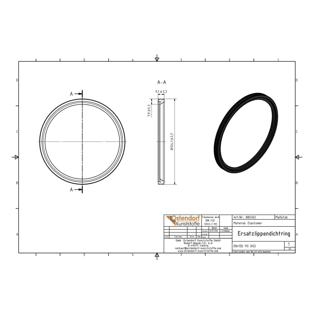 KG Rezerves lūpu blīvgredzens DN/OD 110 (KG PVC)-1