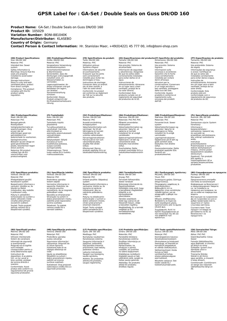 GA-Set / Dubultblīves čugunam DN/OD 160-3