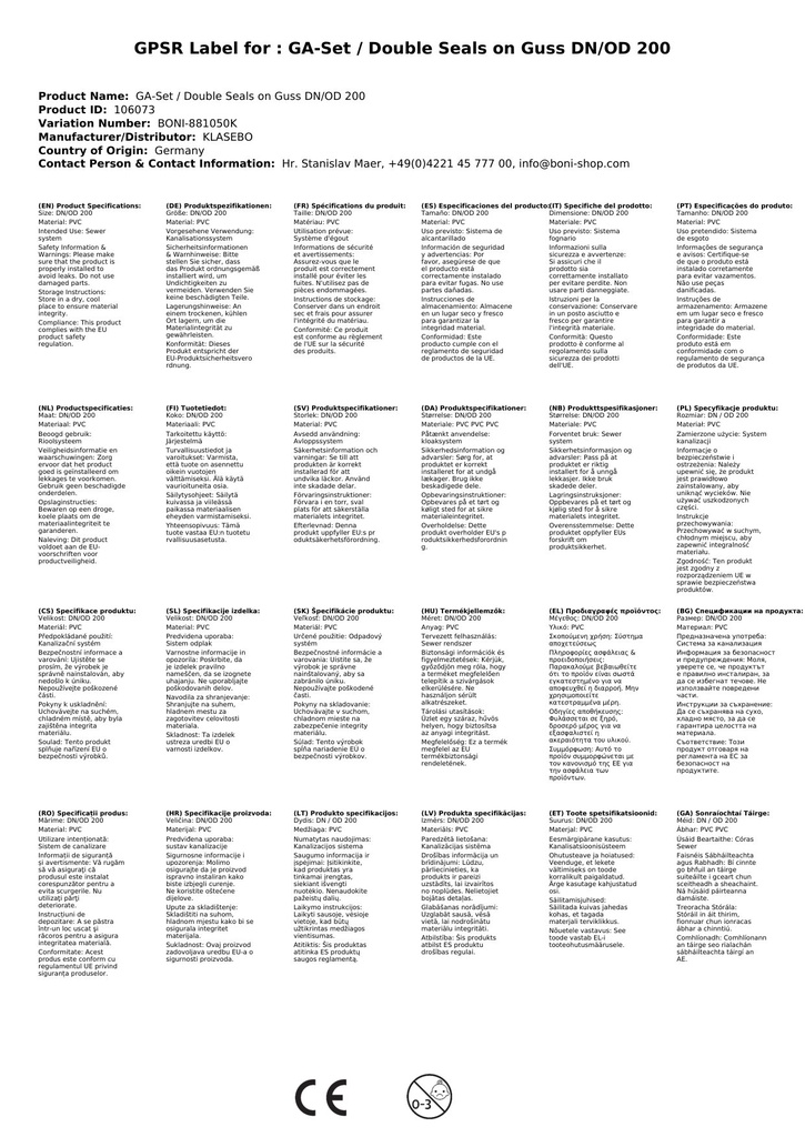 GA-Set / Dubultblīves pie čuguna DN/OD 200-3