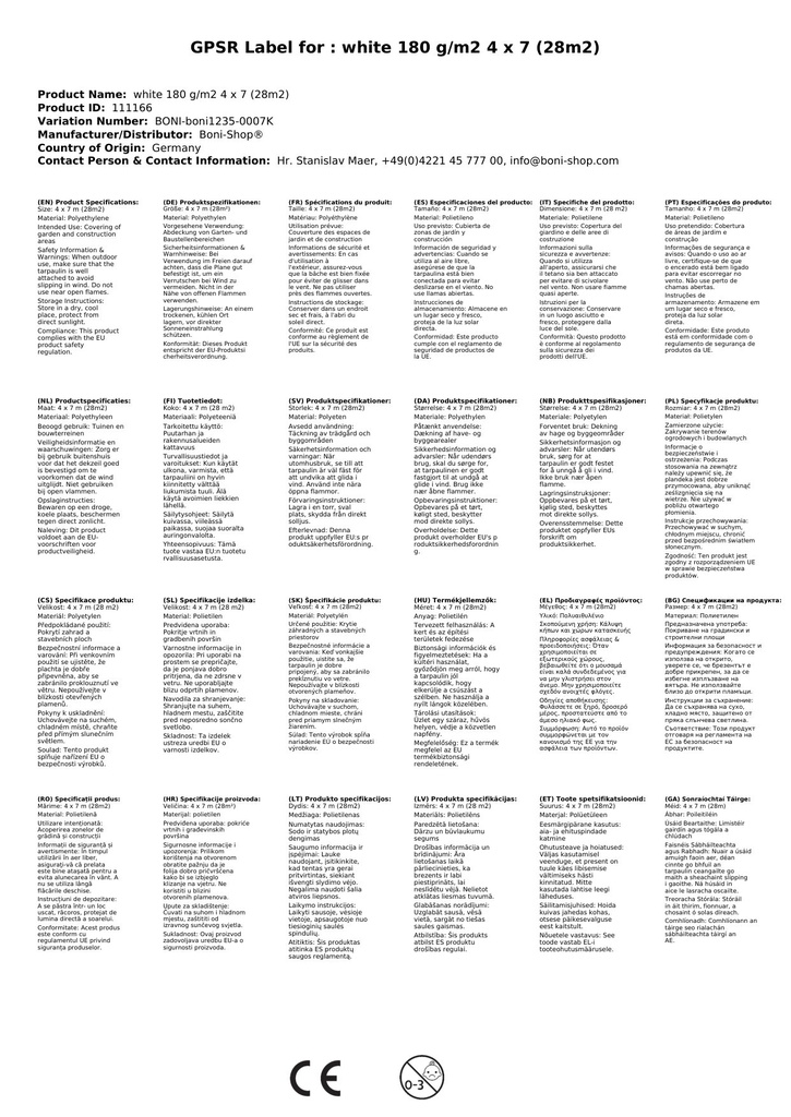 balta 180 g/m² 4 x 7 (28m²) pārklājs-1