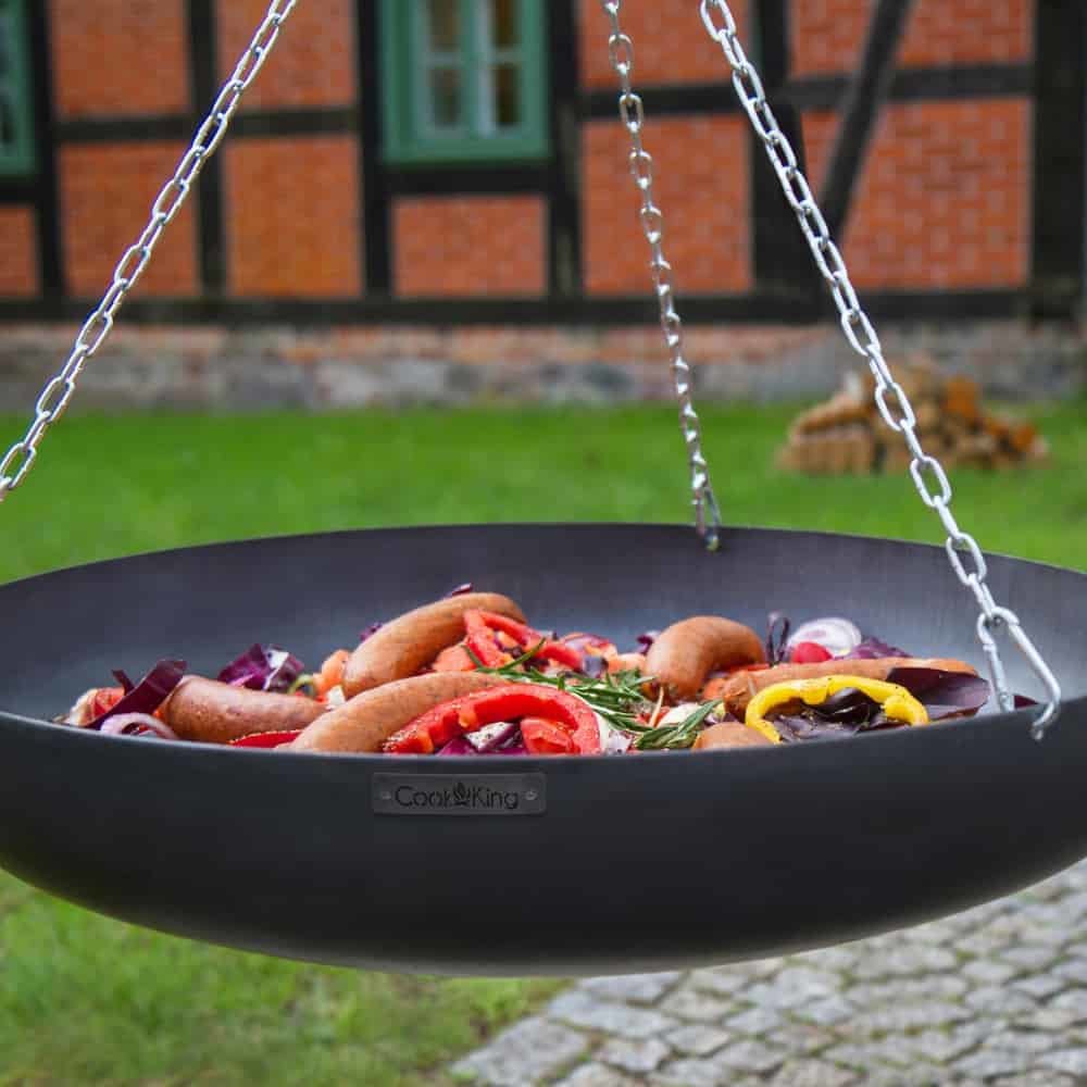 Wok uz trijkāja no dabīgā tērauda 180 cm - 60 cm diametrs + rokturis-1