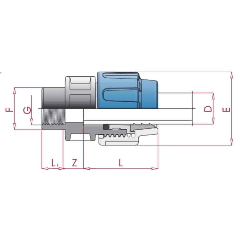 PP PE Cauruļu Savienojums Sakabe 25 x 1/2" IG-0