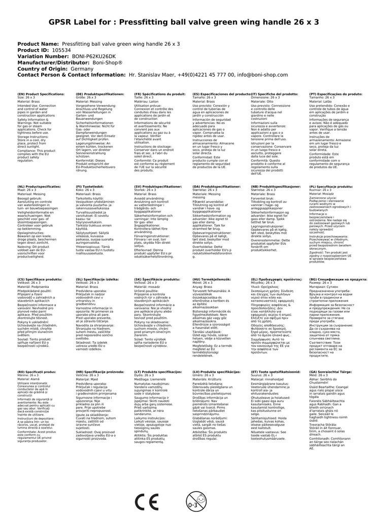 Presēšanas furnitūras lodveida krāns zaļš spārna rokturis 26 x 3-3