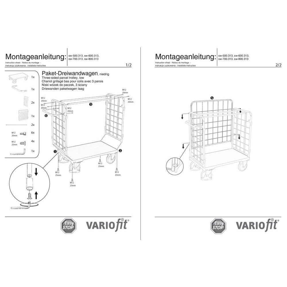 Pakete-Trīssienu ratiņi zemi Tips M + EasySTOP-0