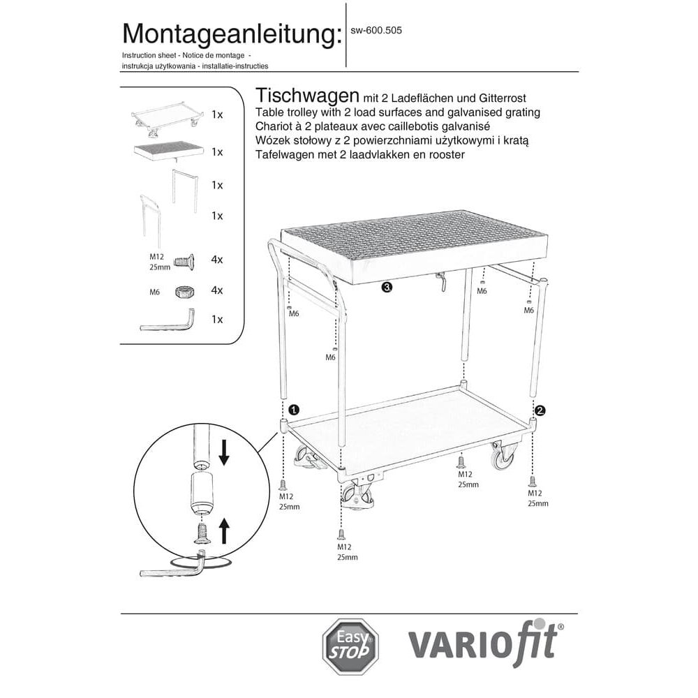 Galda ratiņi ar 2 līmeņiem, cinkošanas režģis ar savākšanas paplāti + EasySTOP-0