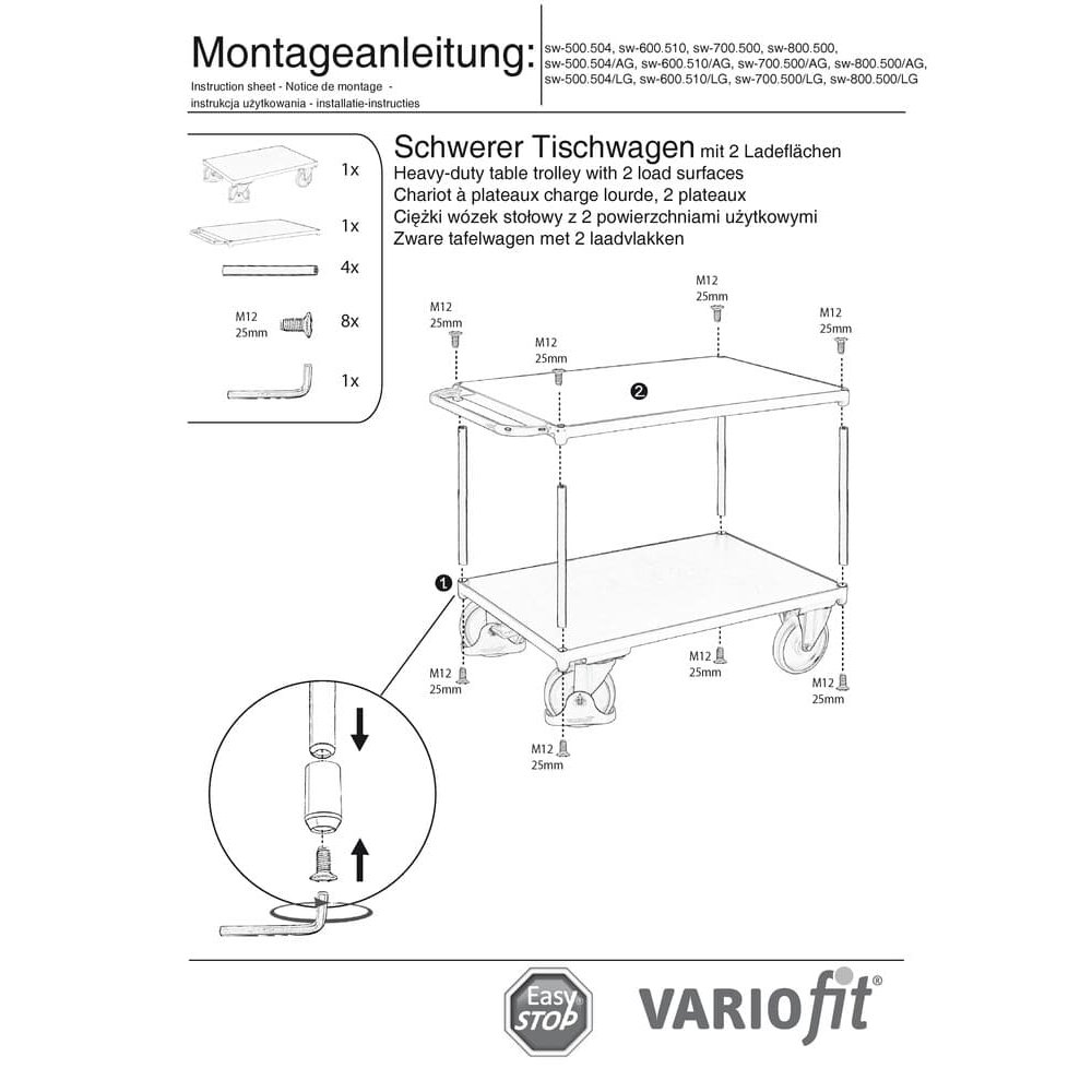 Smagais galds 500 kg ar 2 platformām Tips M + EasySTOP-0