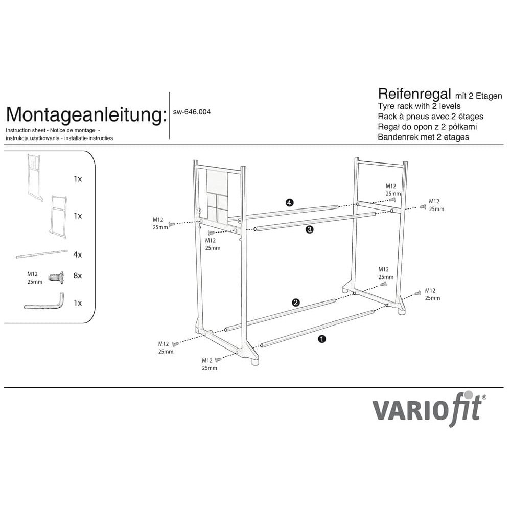 Riepu plaukts ar 2 līmeņiem 300 kg 1205 x 780 x 1325 mm-0