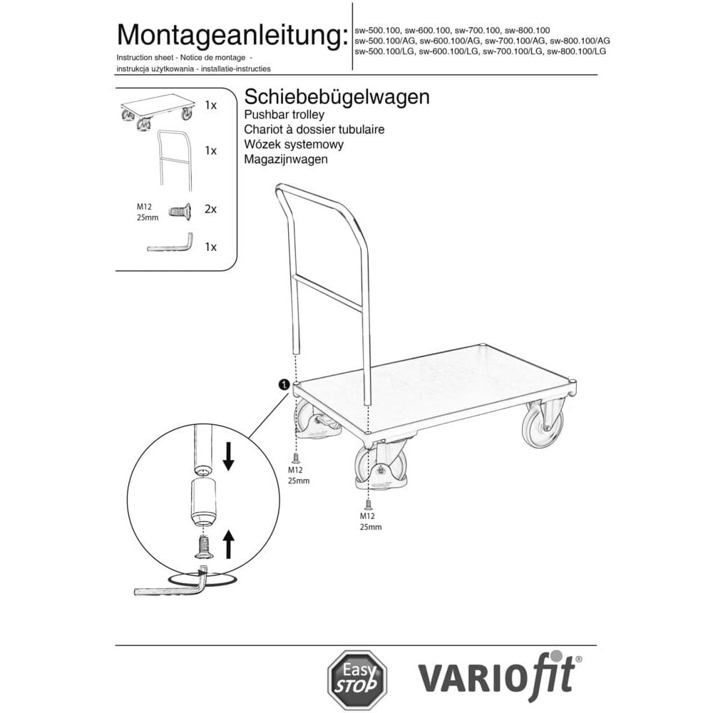 Ratiņkrēsls ar 500 kg slodzi, tips L + EasySTOP-0