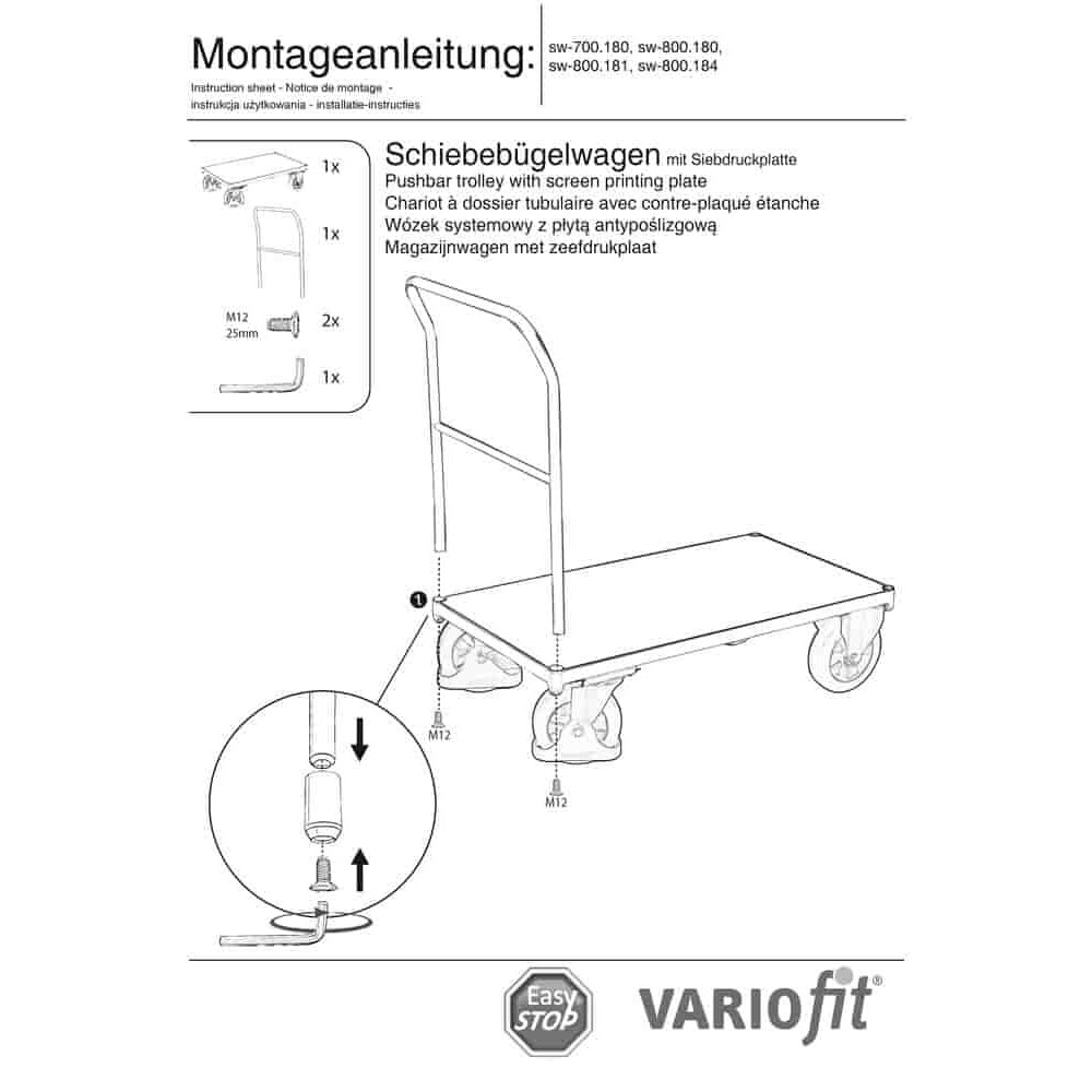 Pārvietojams ratiņkrēsls 1000 kg Tips S + EasySTOP-0