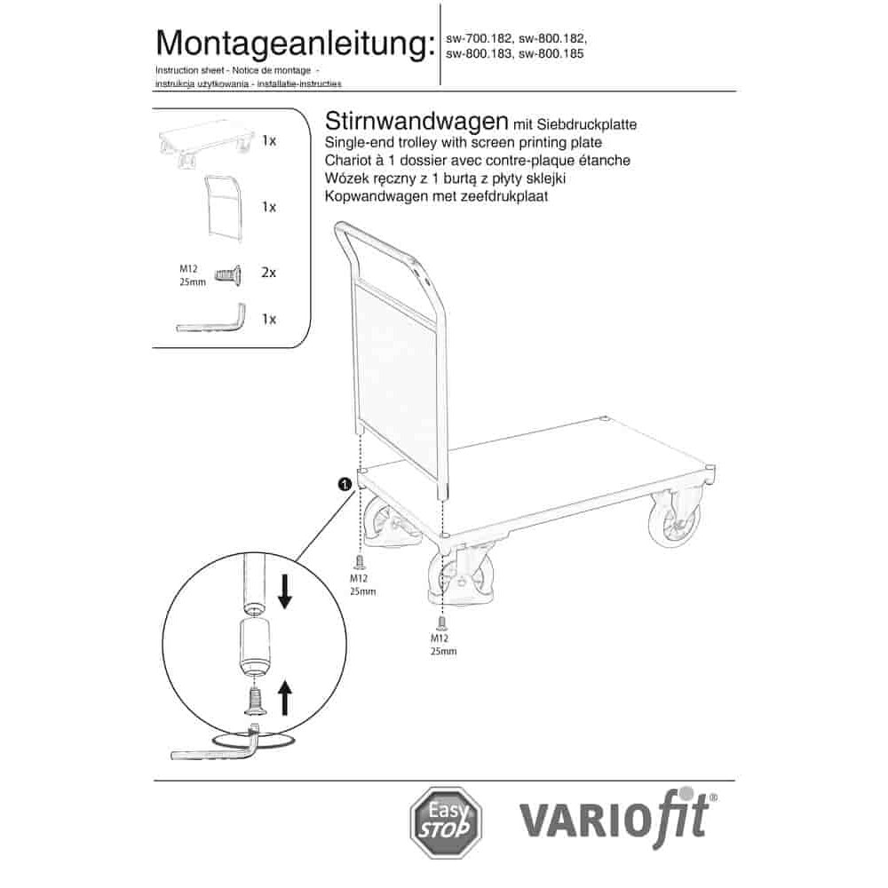 Priekšsienas ratiņi 1000 kg tips S + EasySTOP-0