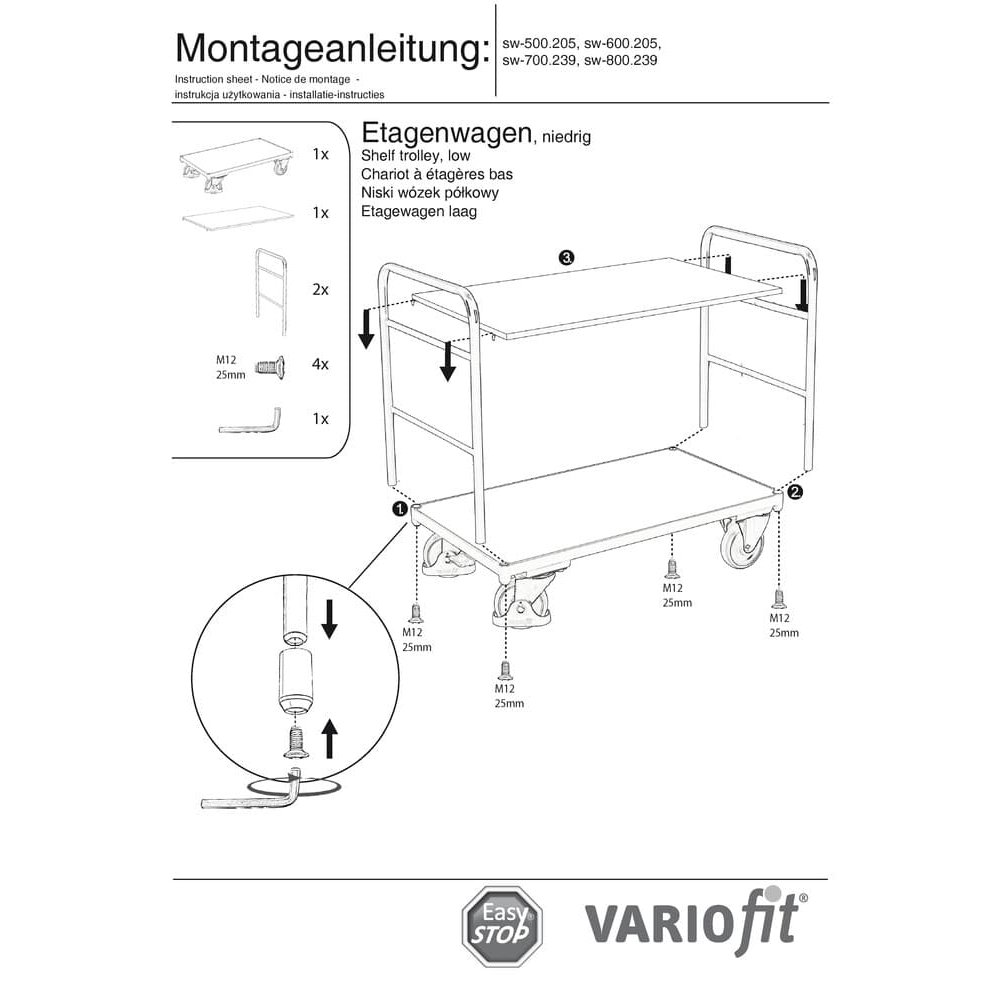 Plauktu rati ar 2 plauktiem 250 kg slodze Tips L + EasySTOP-1