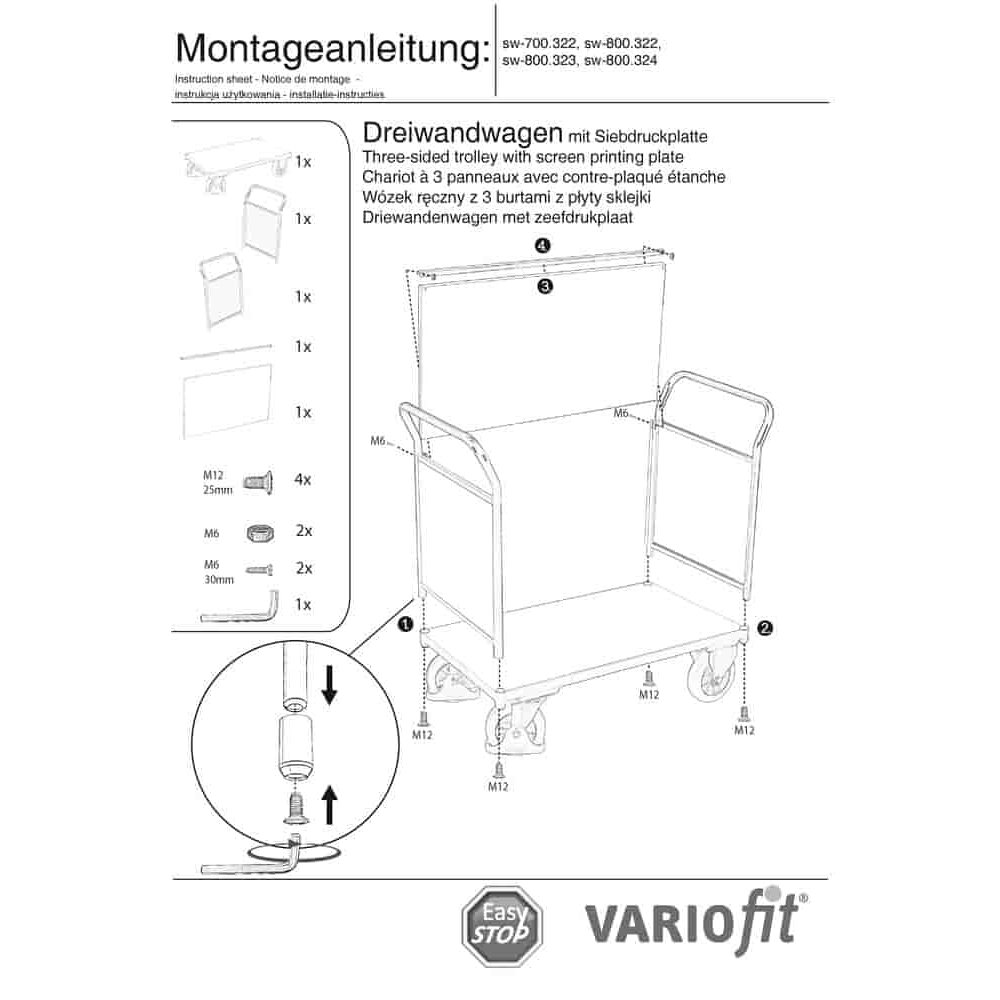 Trīssienu ratiņi 1000 kg Tips S + EasySTOP-0