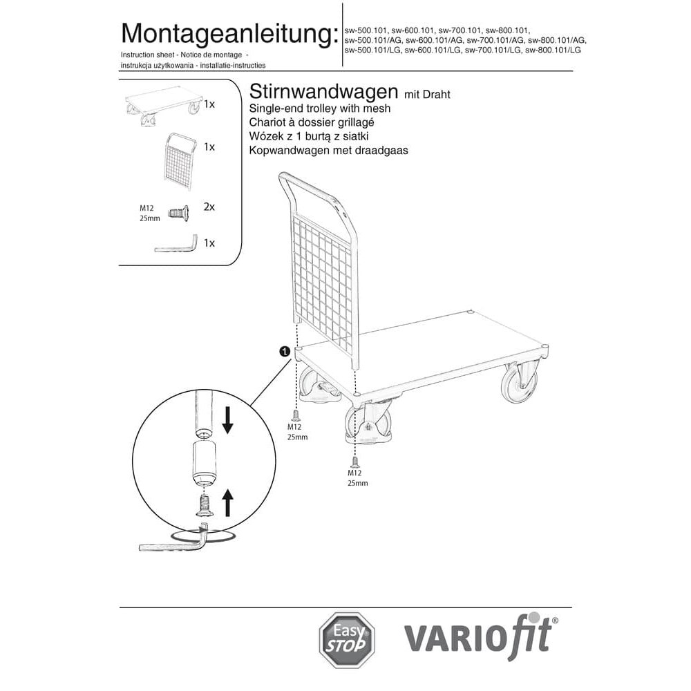 Drāhtgitter Priekšējās Sienas Ratiņi 500 kg Tips XL + EasySTOP-0