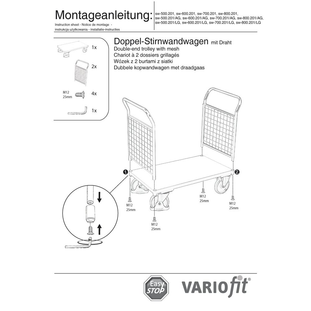 Dubultā stiepļu tīkla aizsargsienas ratiņi 500 kg tips XL + EasySTOP-0