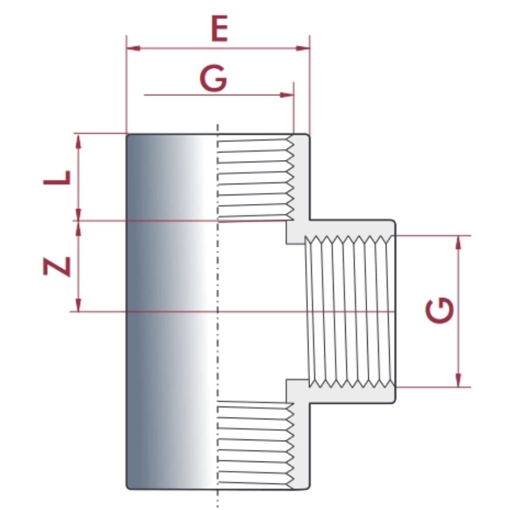 PVC-U T-veida savienojums IG 3/4" PN10-0