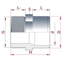 PVC-U pārejas savienojums x AG 25-20mm x 3/4" PN10-0