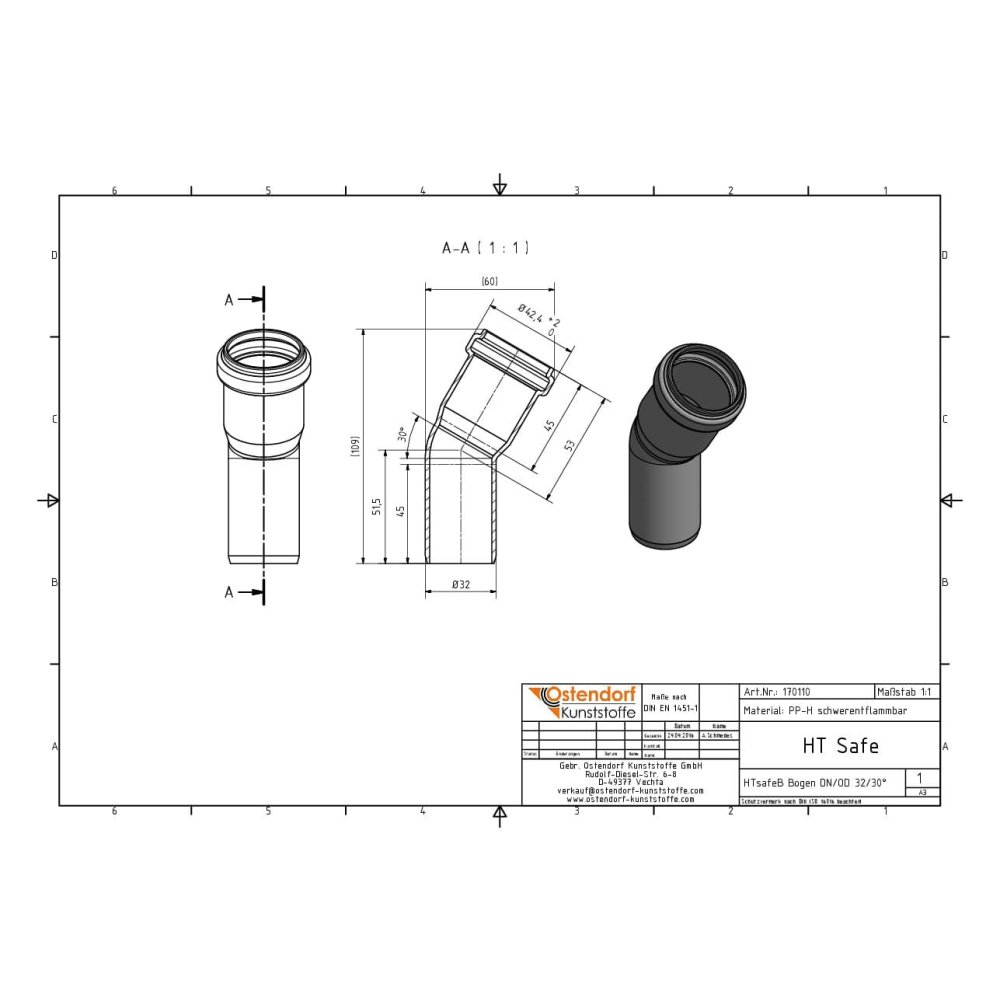 HTsafeB Līkums DN/OD 32 30 Grādi-1