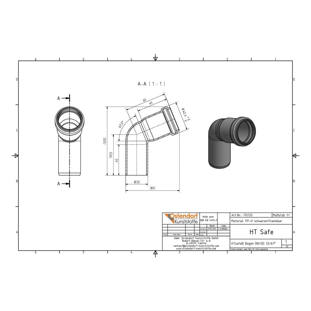 HTsafeB Līkums DN/OD 32 67 Grādi-1