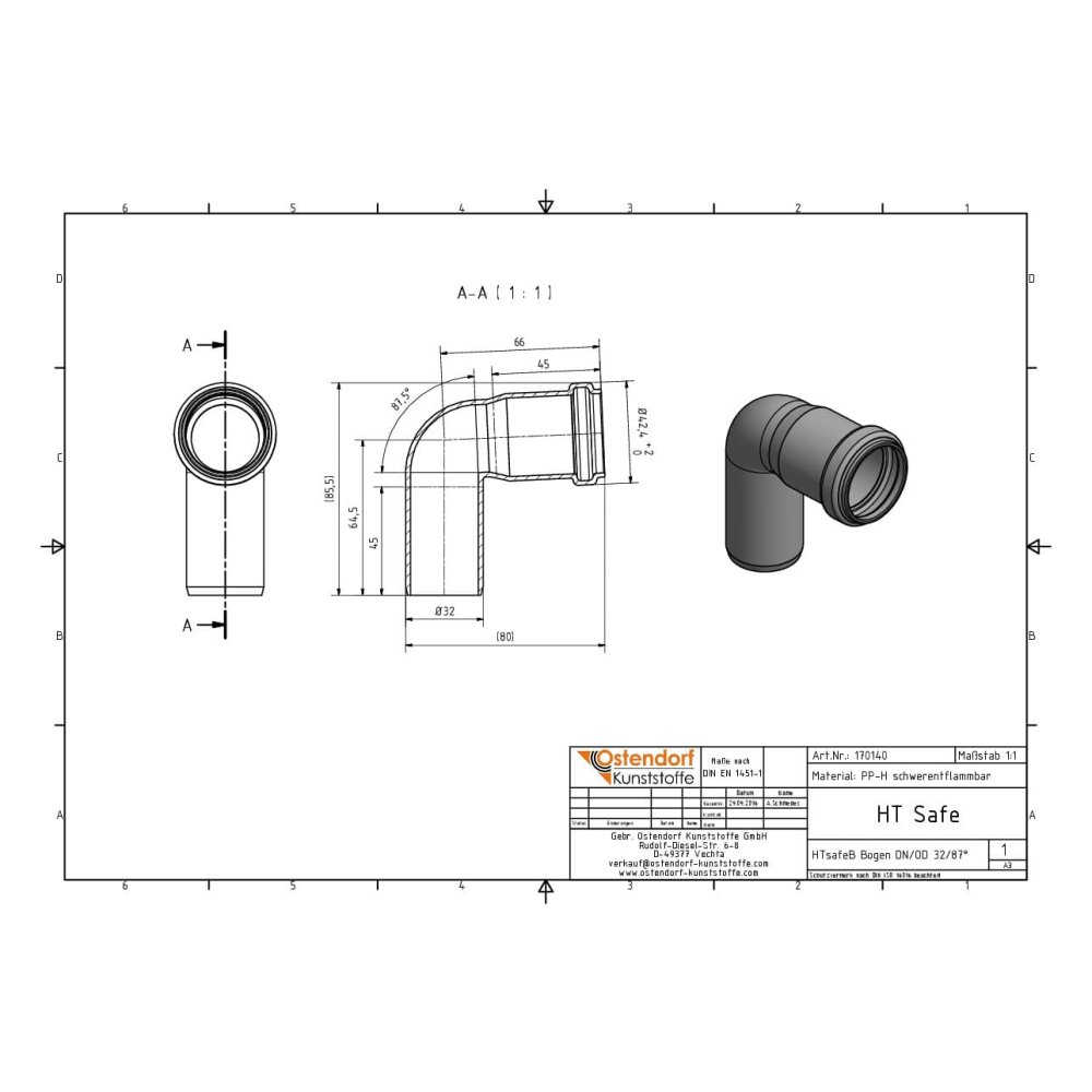 HTsafeB Bogen DN/OD 32 88,5 Grādi-1