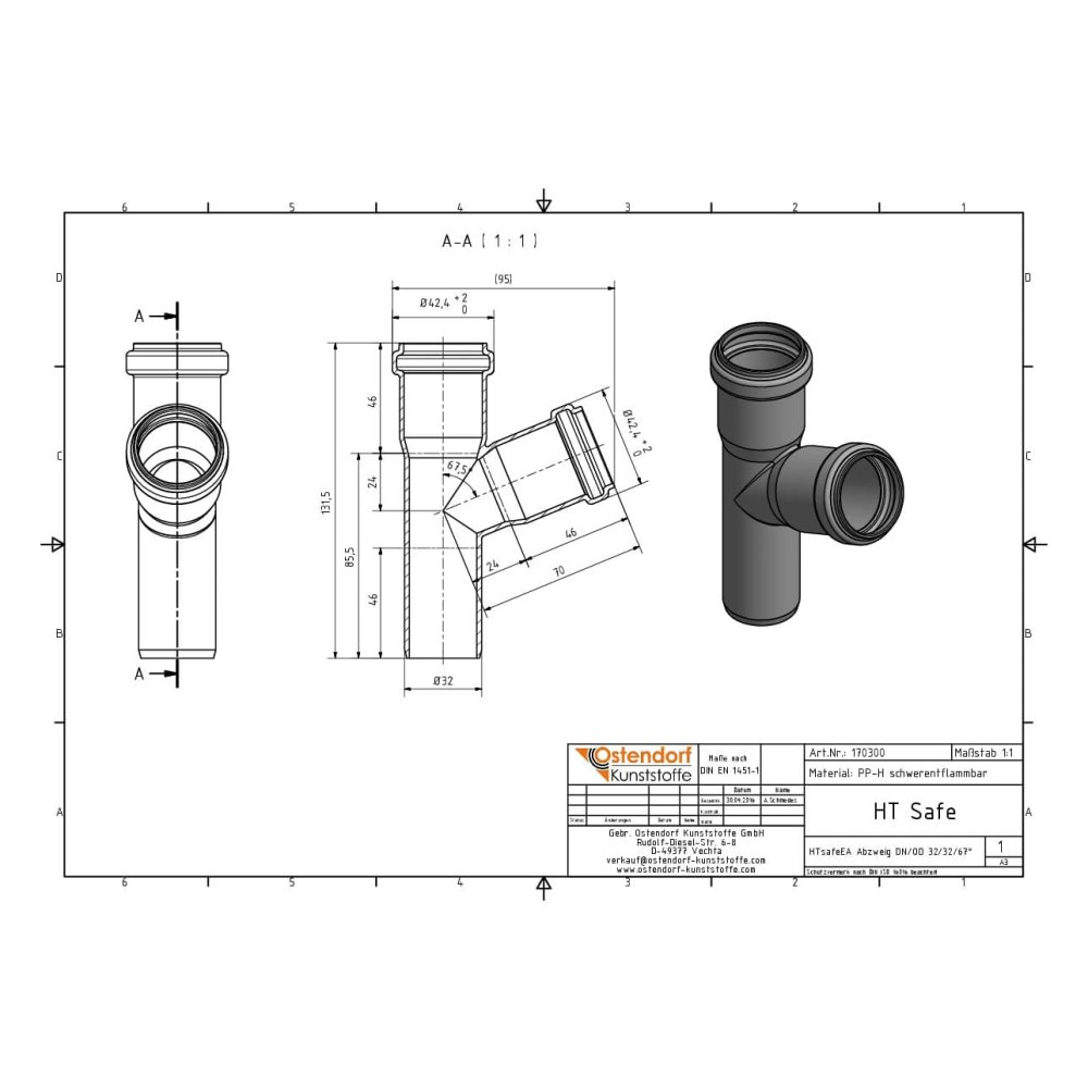 HTsafeEA Atzars DN/OD 32/32 67 Grādi-1