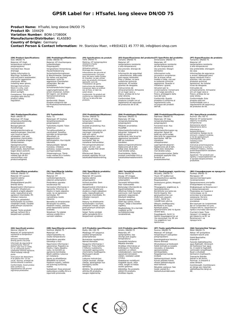 HTsafeL Garā uzmava DN/OD 75-2