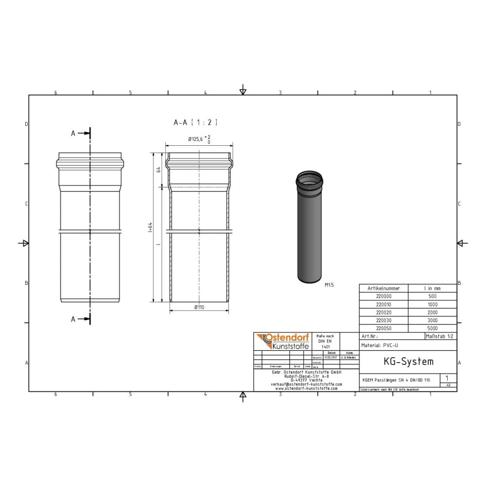 KGEM Caurule SN 4 DN/OD 110 x 1000 mm-1