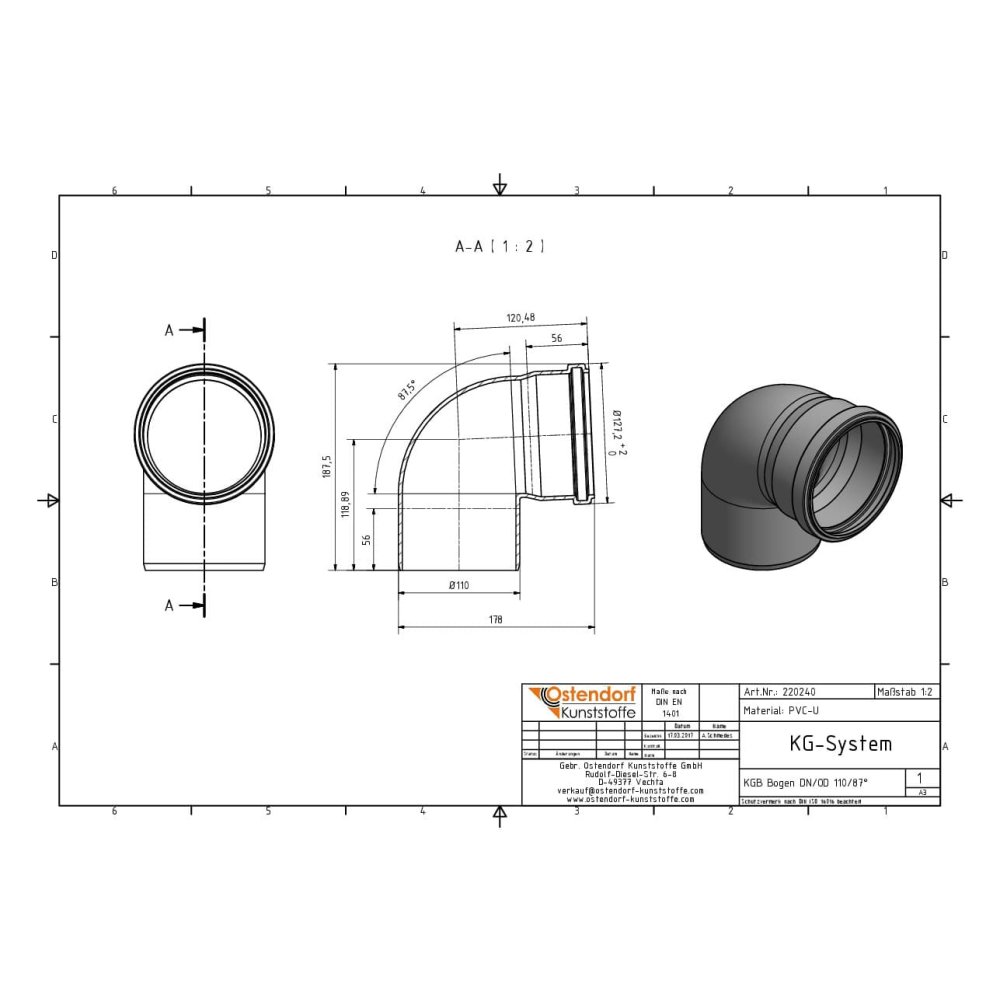 KGB Līkums DN/OD 110 87 Grādi-0