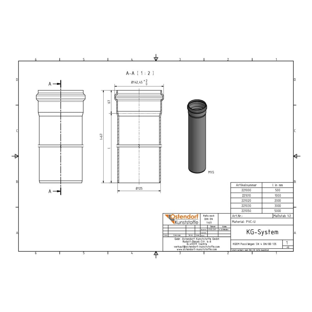 KGEM Caurule SN 4 DN/OD 125 x 2000 mm-1