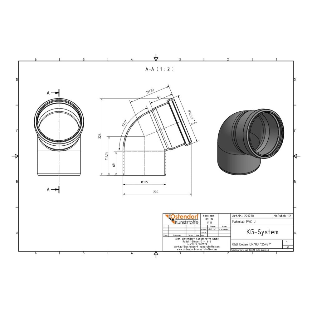 KGB Bend DN/OD 125 67 Degrees-2