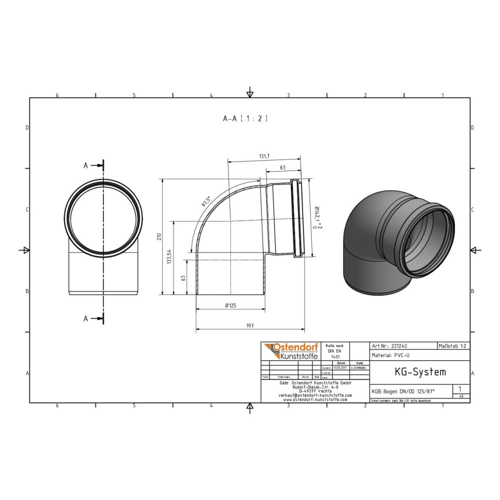 KGB Līkums DN/OD 125 87 Grādi-2