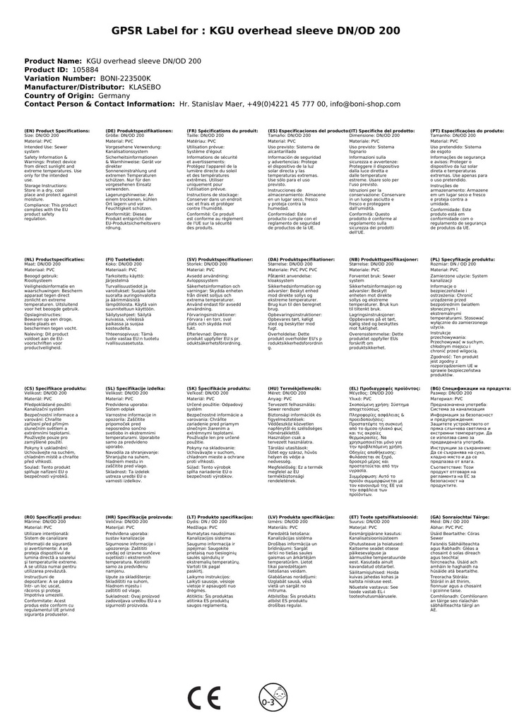 KGU Pārslēgšanas uzmava DN/OD 200-3