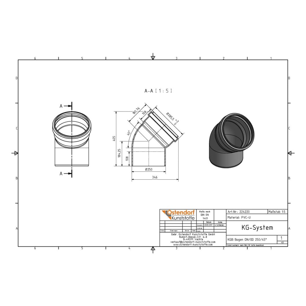 KGB Līkums DN/OD 250 45 Grādi-2