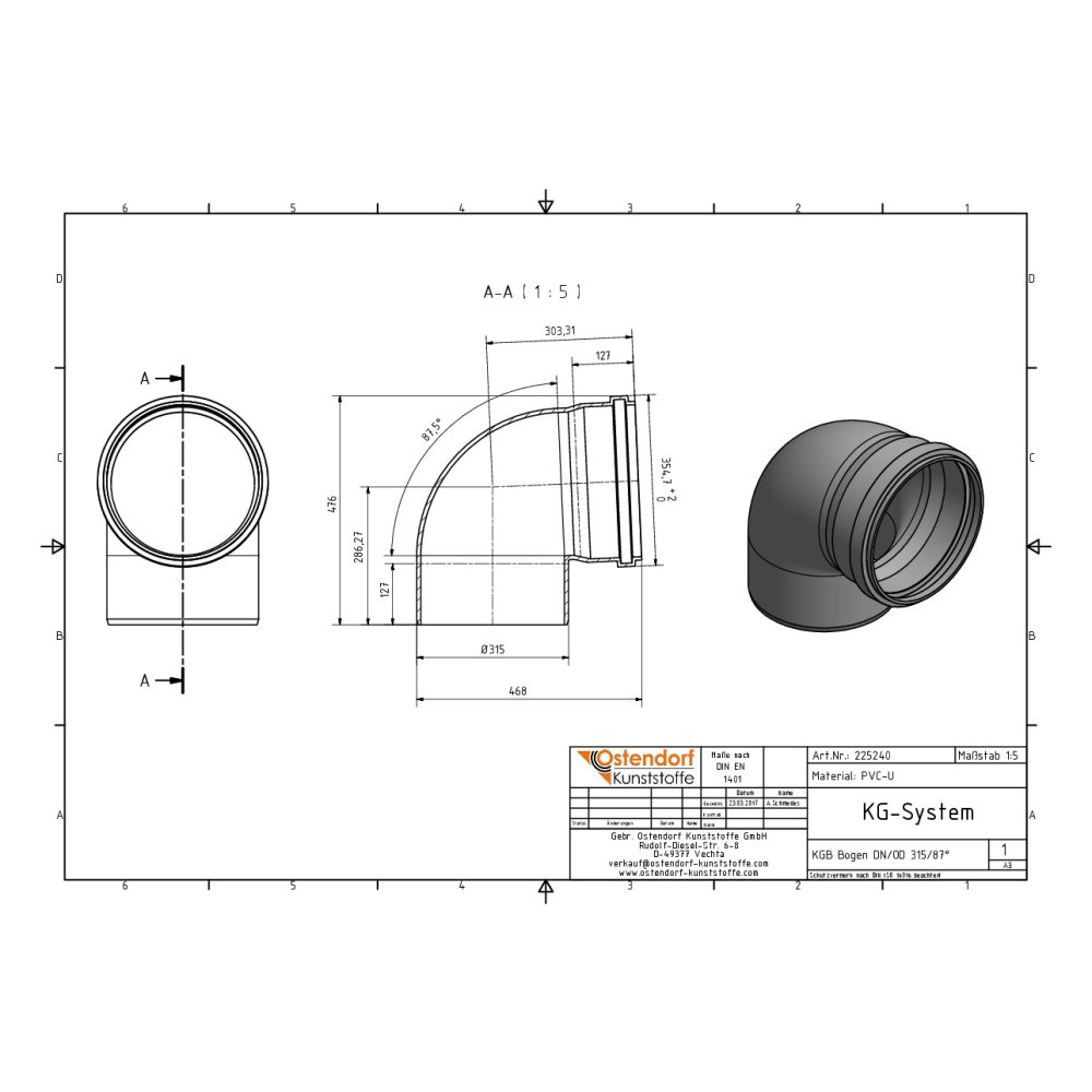 KGB Līkums DN/OD 315 87 Grādi-1