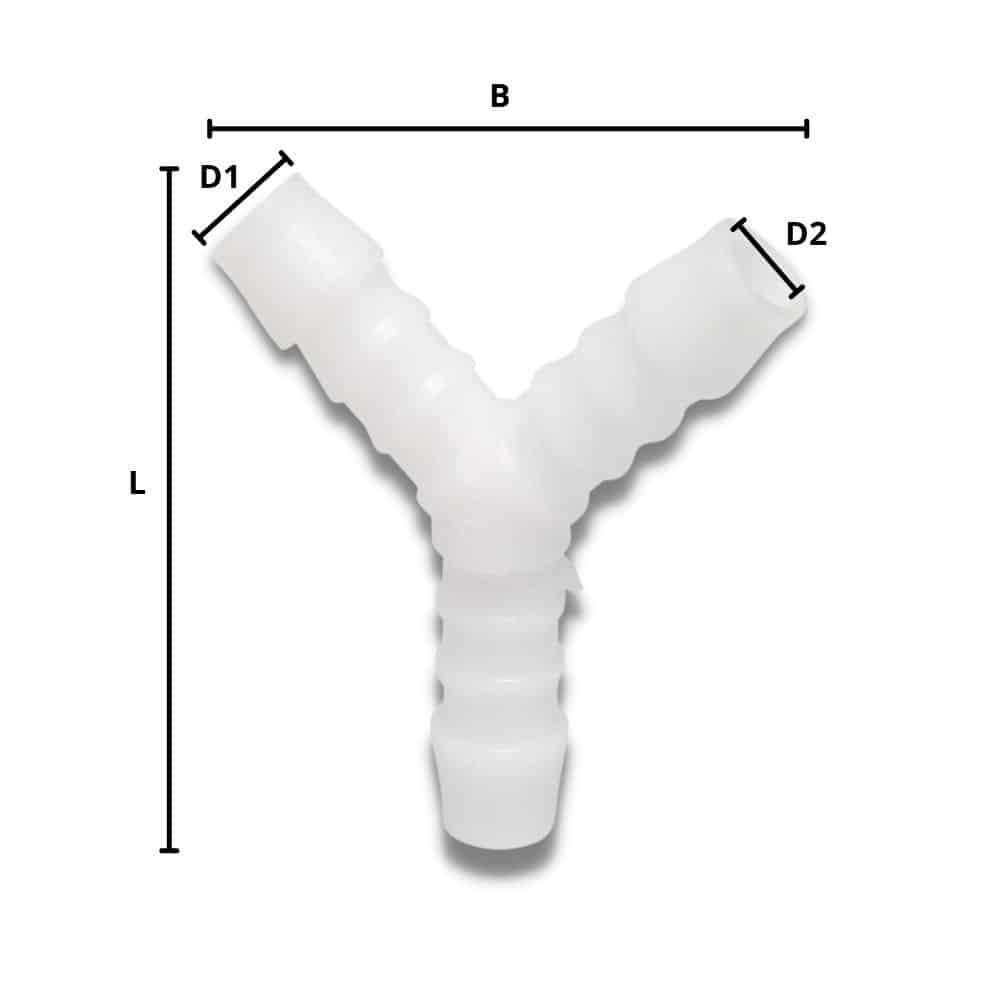 Šļūtenes savienotājs plastmasa Y-veida 10 mm-0