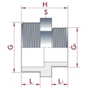 PVC - U Doppelnippel samazināts AG 2 1/2" x 1 1/4"-0