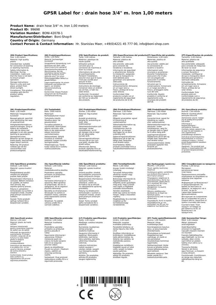 Noteces šļūtene 3/4" ar kronšteinu 1, 00 metrs-4