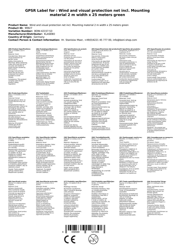 Vēja un redzamības aizsardzības tīkls, ieskaitot stiprinājuma materiālu, 2 m platums x 25 metri zaļa aukla-3