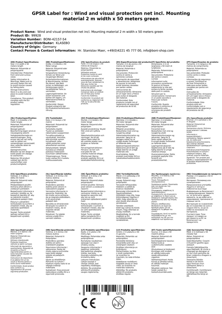 Vēja un redzamības aizsardzības tīkls, ieskaitot stiprinājuma materiālu, 2 m platums x 50 metri zaļa aukla-3