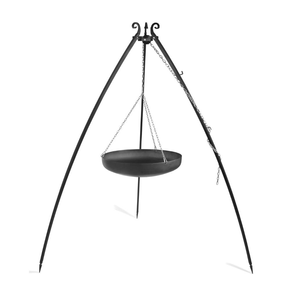 Wok uz trijkāja no dabīgā tērauda 200 cm - 70 cm diametrs