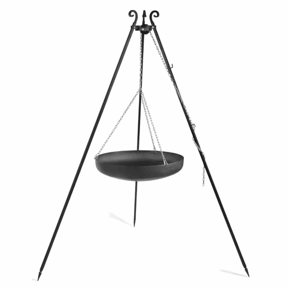 Wok uz trijkāja no dabīgā tērauda 180 cm - 70 cm diametrs