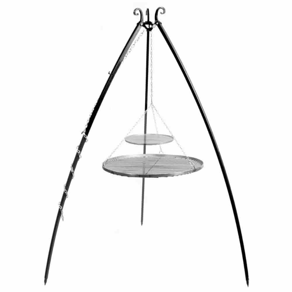 Šūpoles grils 200 cm + dubultais režģis no nerūsējošā tērauda 70 cm un 40 cm