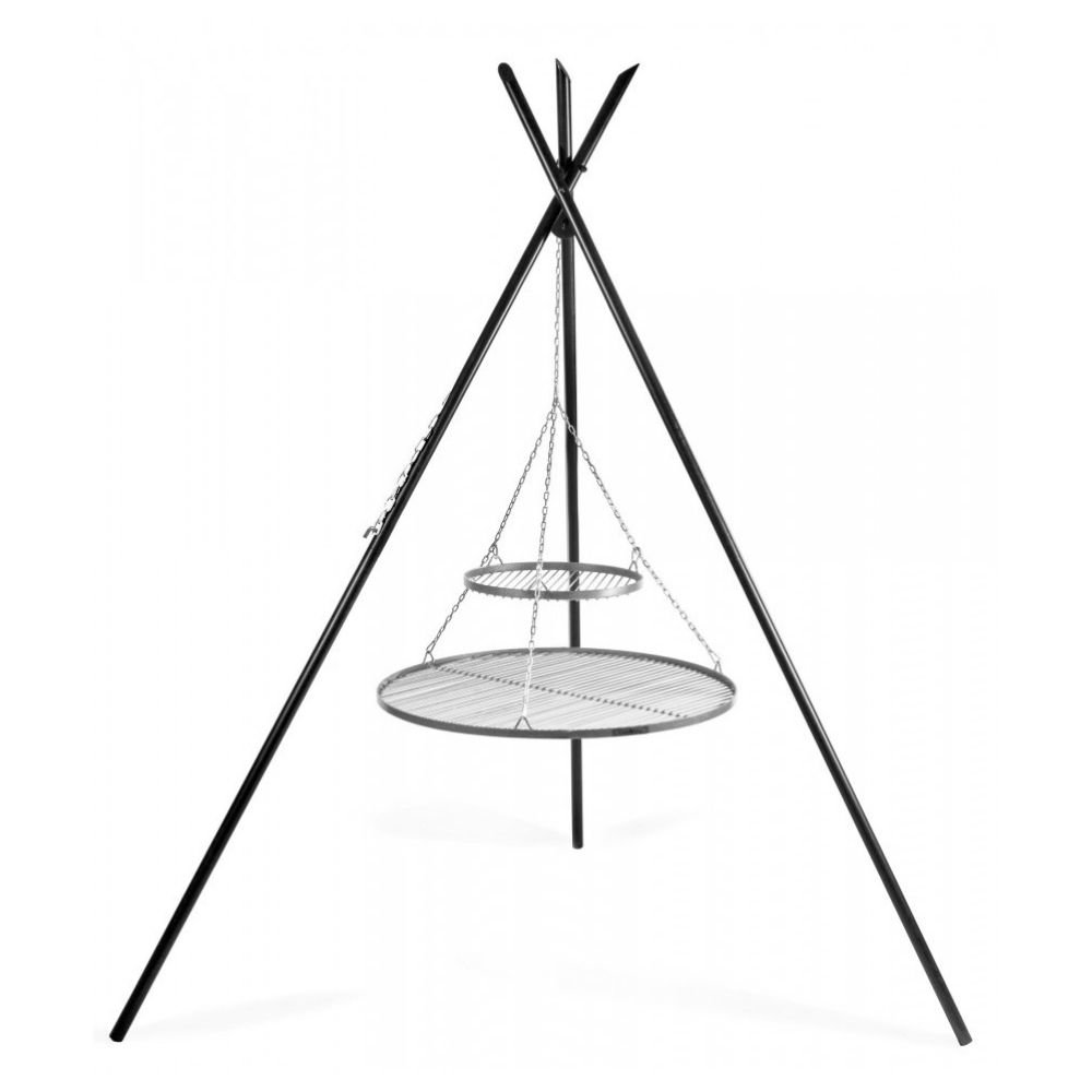 Šūpuļgrils „TIPI“ 210 cm + Dubultais režģis 80 cm un 40 cm no nerūsējošā tērauda