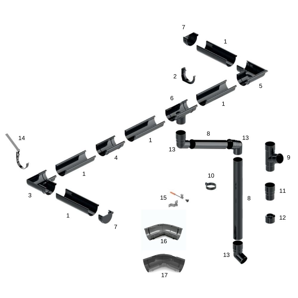 Rinnenhalter grafīts Sistēma 125-5