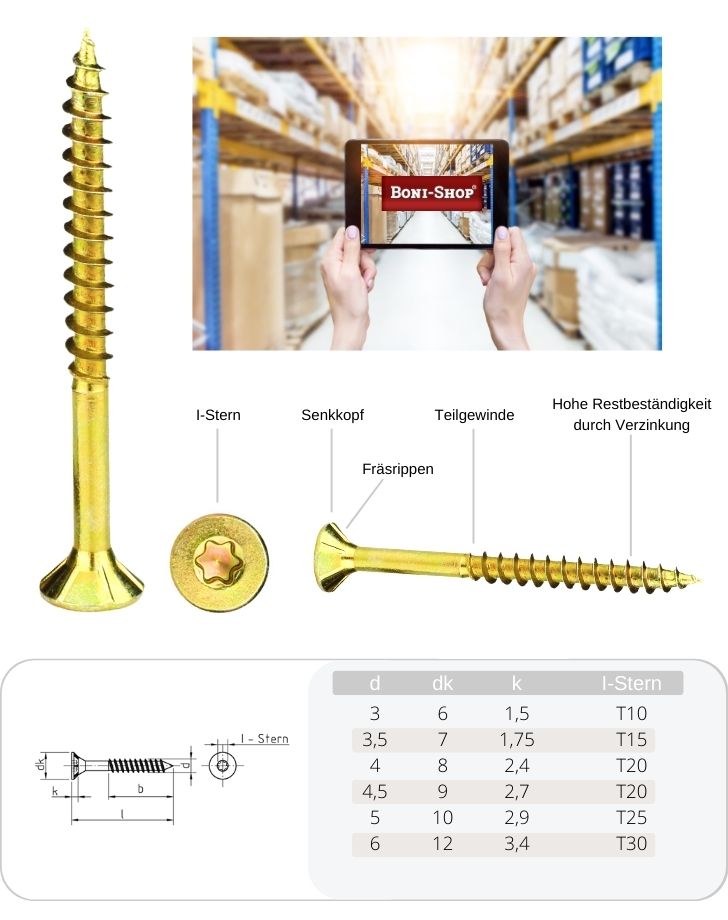 Skaidu plākšņu skrūves 3,0 x 35 mm 1000 gabali ar I-zvaigzni, iegremdējamu galvu, daļēju vītni un frēzēšanas ribām zem galvas-3